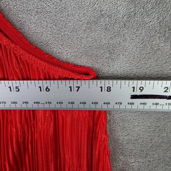 Womens Worthington Red Pleated Halter Top 100% Polyester Keyhole Back Size XL - Picture 6 of 8